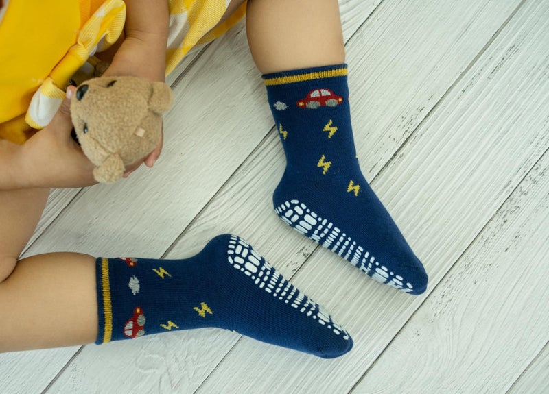 RATIVE Non Skid Anti Slip Slipper Cotton Crew Socks With Grips for Baby Toddlers Kids Boys (1-3T, 6-pairs/RB-712) - Image 4
